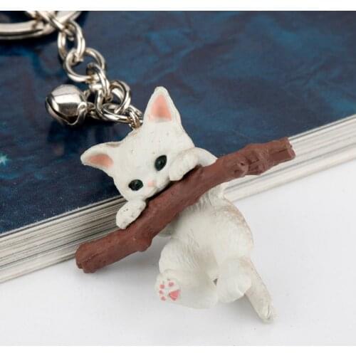 Animal Cat Bite Branch Play Keychain Cute Litter Cat Pendant Key Rings Women Bag Hanging Key Decoration