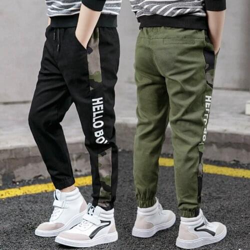 Pants for Boys Spliced Beam Foot Trousers Cotton Casual Sports Pants Clothes for Teen Kids Boys 6 8 10 12 14 Years Spring 2020