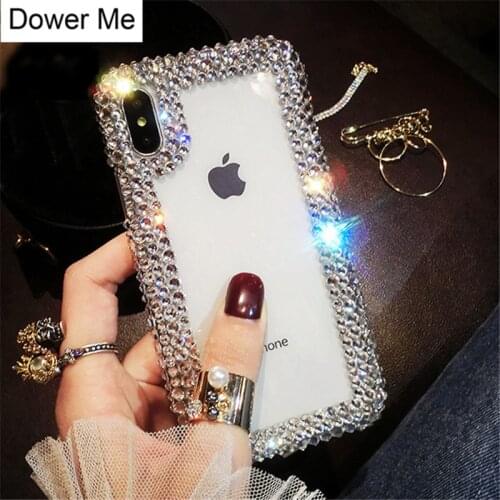 Luxury Fashion DIY Bling Crystal Diamond Edge Transparent Phone Case Cover For iPhone 11 Pro Max XS Max XR X 8 7 6 6S Plus