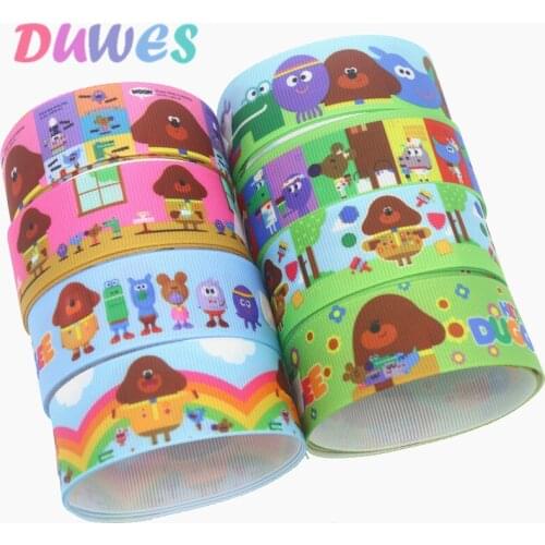 DUWES 50yards cartoon Printed Grosgrain Ribbon Accessory Hairbow Headwear Decoration DIY Wholesale OEM D1277