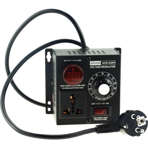 1PCS EU Plug AC 220V 4000W SCR Electronic Voltage Regulator Temperature Motor Speed Controller Dimmer Electric Tool Adjustable