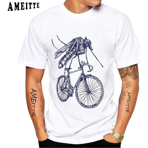Mosquito Riding Bicycle Bicycling Biker Biking Bike T-Shirt New Summer Mens Short Sleeve Boy Casual Tops Hip Hop White Tees