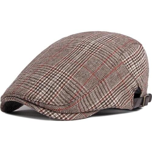 Cotton Spring Autumn Fashion Joker Plaid Newsboy Caps Flat Peaked Cap Men and Women Painter Beret Hats 63