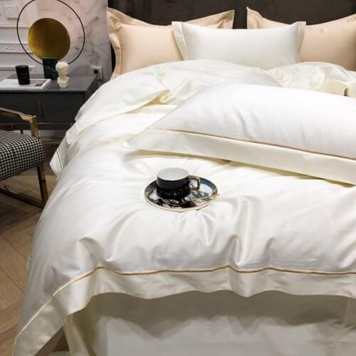 Light Luxury Slap-up Pure Color Long Staple Cotton Naked Sleep Bedding Set Duvet Cover Sheet Pillowcase King Queen 4 PCS