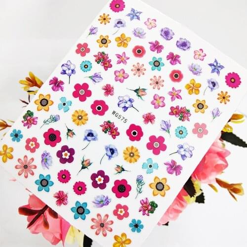 Beautiful Colorful Flowers Nail Sticker Art Slider Foil Design Self Adhesive 3D Sunflower Nails Decoraciones Manicure Accesorios