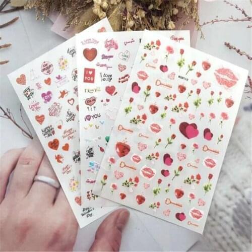 Hot Selling New Arrival Paper Stickers for Nail Decors Nail Stickers Flowers& keys& hearts Nail Decals Nail Art Nail Ornament