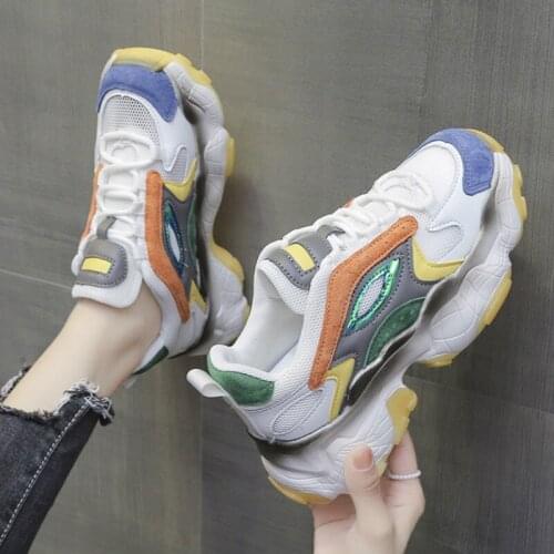 Chunky Sneakers Womens Female Fashion Sneakers Lace-up Basket Femme Dad Platform Breathable Mesh Sneakers for Women