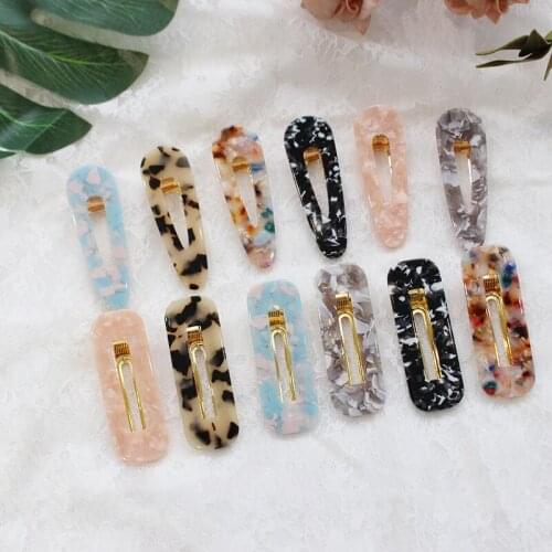 Fashion Women Vintage Leopard Hair Clip Geometric Rectangle Shape Hairpin Clips Hair Styling Accessories Acetic Acid Hair Clip
