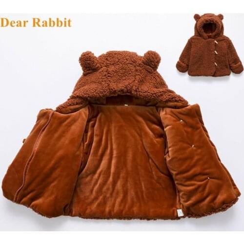 New 3M-3Y Winter Boys Hooded Jacket Bear Thicken Cute Girls Polar Fleece Baby girl clothes Clothing kids Snow Coat autumn Spring