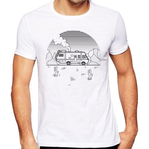 2020 Mens New Fashion Linework camper Design Short Sleeve T-Shirt Cool Breaking Bad Tops Hipster Tee Shirts