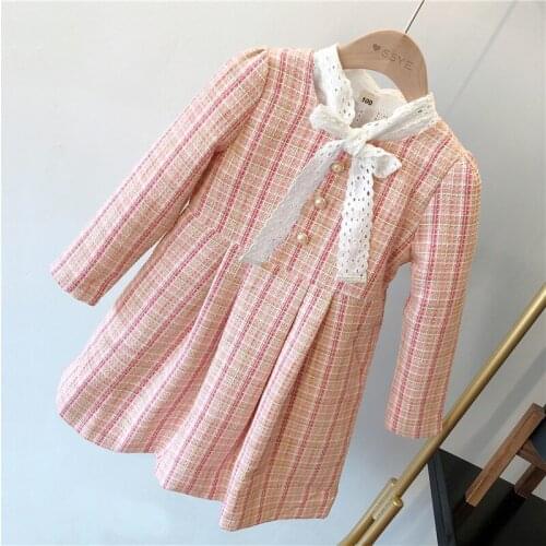 Autumn New Arrival Kids Dresses for Girls High Quality Plaid Long Sleeve Princess Dress 3 4 5 6 7 Years Toddler Baby Clothing