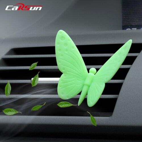 Air Freshener Car Perfume Butterfly Auto Air Vent Clips Car Accessories Interior Decoration PVC Green Apple flavor Aromatherapy