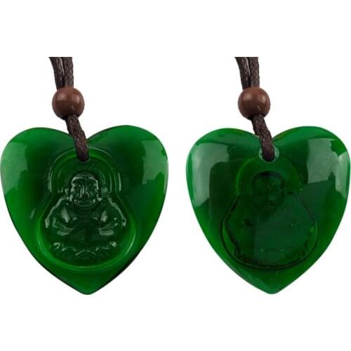 Health Care Green Bio Glass Quantum Energy Pendant- Charm Health Love Shaped Necklace