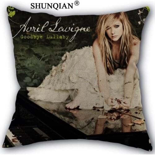 Custom Avril Lavigne Pillowcase Custom Linen cotton Square Throw Pillowcase Zippered Pillow 18x18 inch