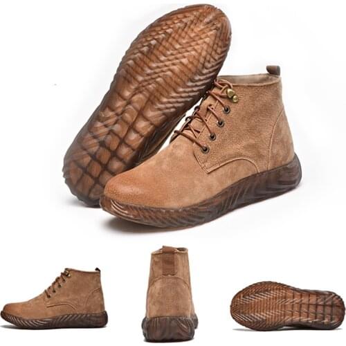 Unisex Steel Toe women Work Boots Retro Breathable Work Safety Shoes for Man Puncture Proof Construction Waterproof Safety Boots