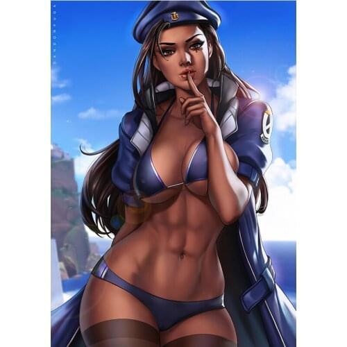 Sexy Nude Woman Blue Uniform Ana Canvas Painting Custom Print Japanese Anime Video Game Movie Poster Wall Art Picture for Room