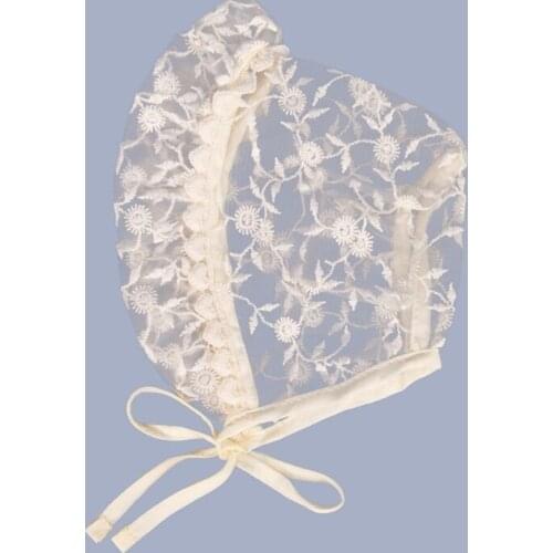 Newborn Photography Props Princess White Hat Lace Flower Sun Hat Cotton Beanie Bonnet Cap for Baby Toddler Infant 69HE