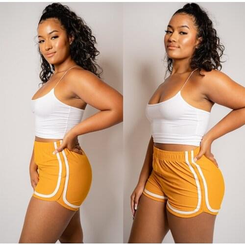 2021 Simple Women Casual Shorts Patchwork Body Fitness Workout Summer Shorts Female Elastic Skinny Slim Beach Edge Short Hot