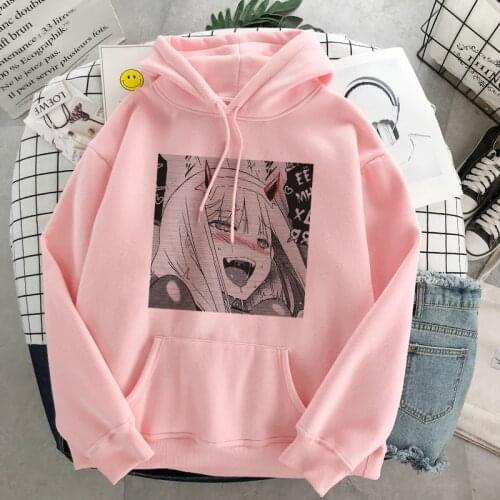 Sweat Oversize Zero Two Anime Hoodie DARLING In The FRANXX Pullover Harajuku Hoodies Winter 02 Pink Clothes Women Sweatshirt