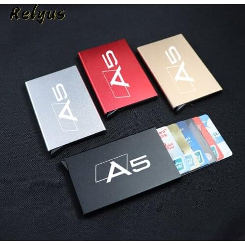 Anti-theft ID Credit Card Holder Men Women Porte Carte Thin Aluminium Wallets For Audi A5 Sportback Coupe B8 B9 Accessories
