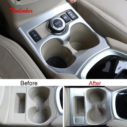 Tonlinker Interior Water cup position Cover case Stickers for Nissan X-Trail 2014-19 Car Styling 1 PCS ABS Chrome Cover stickers