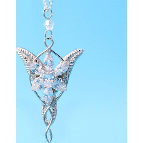925 Sterling Sliver Wedding Jewelry Lord Princess Arwen Evenstar Pendant Necklaces for Women Arwen Crystal