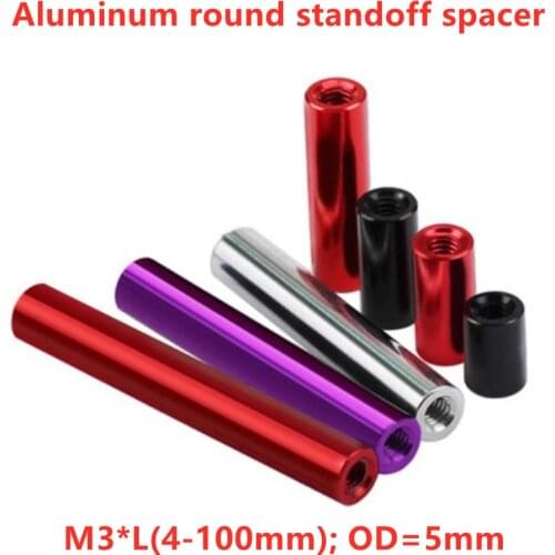 10pcs M3 Aluminum Column post M3*6/8/10/12/15/20/23/25/30/35/37/40...100mm aluminum round standoff spacer Spacing screws OD=5mm