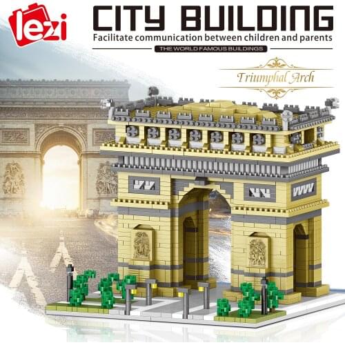2020pcs+ World Architecture Arc de Triomphe Mini Building Blocks France 3D Model Micro Diamond Bricks Toys For Collection