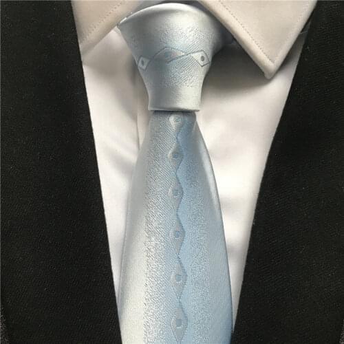 2021 Mens Ties Jacquard Woven Neck Tie Light Blue with Diamond Plaids Neckties Gravata for Men Gift