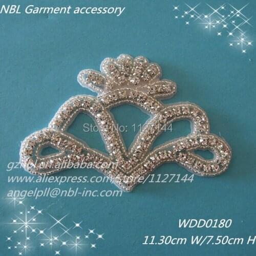 30 PIECES) crystal bridal beaded rhinestone applique patch for wedding evening dress DIY iron on WDD0180