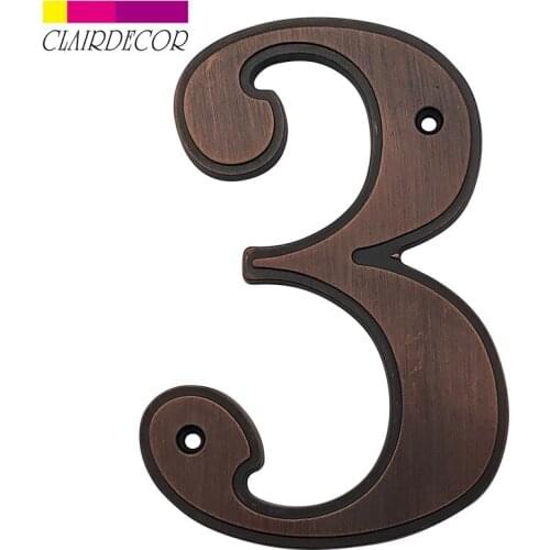 5 in 127mm Big House Number Door Address Number Zinc Alloy Screw Mounted Outdoor Address Sign #0-9 Aged bronze Color