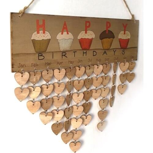50Pcs Solid Wooden Love Heart Slices Metal Rings For DIY Birthday Board Calendar L4MB