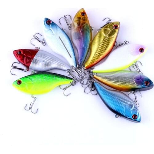 8PC VIB 7.5CM/18.5g 6# Hook Plastic Hard Bait Vibe Rattle Hooks Isca Artificial Crankbait Pesca fishing lures