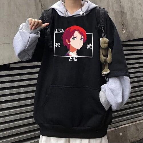 Anime Hoodie Wonder Egg Priority Momoe Sawaki Pullovers Tops V-neck Unisex Streetwear