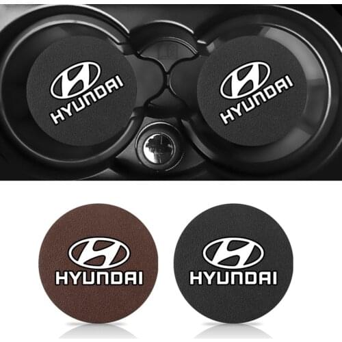 2Pcs Car Cup Holder Pad PU Leather Slot Non-slip Coaster Mat For Hyundai I30 I20 IX35 I40 Tucson Getz Sonata Veloster Elantra