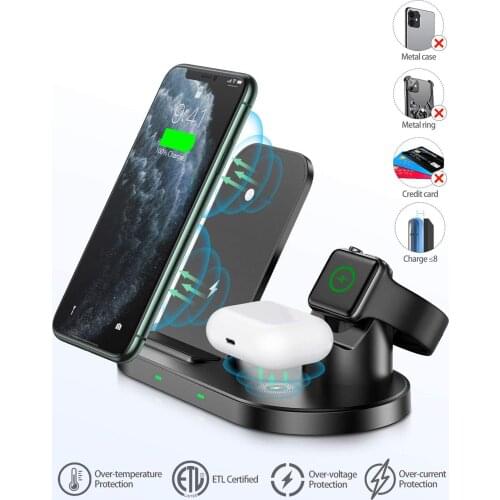 Wireless Charger 3 in 1 Wireless Charging Dock Station Stand Compatible For Apple Watch Headphone and Mobile Phone