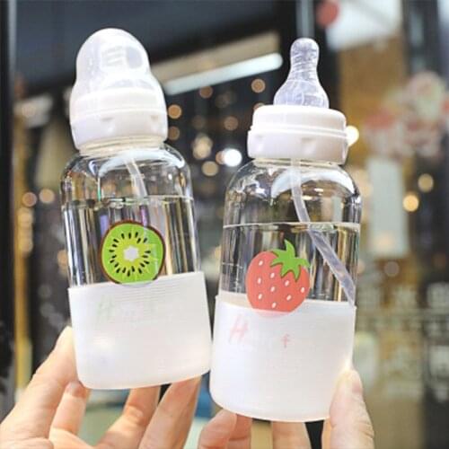 Adult Feeding Bottle Lying Down to Drink Water Bottle Funny Creative Gift for Adult Milk Glass Bottle Cute Cartoon Water Bottle