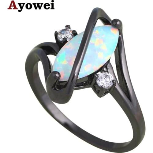 Black Friday Christmas Gifts White Fire Opal Party Fashion Jewelry for Women Zircon Rings USA Sz #5#5.5#7#8#9#10 OR846A