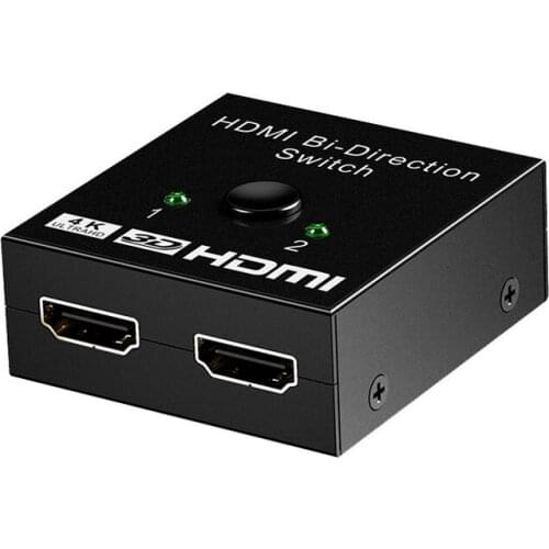 Black HDMI-compatible 2 In 1 Out Switch HDMI-compatible Two-way Smart Splitter Switch 2 Cut 1 One Point Two Support 4K