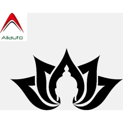 Lotus Flower Yoga Meditation Buddha Buddhism Car Stickers Creative Vinyl Decal Auto Accessories Black/Silver,14cm*8cm