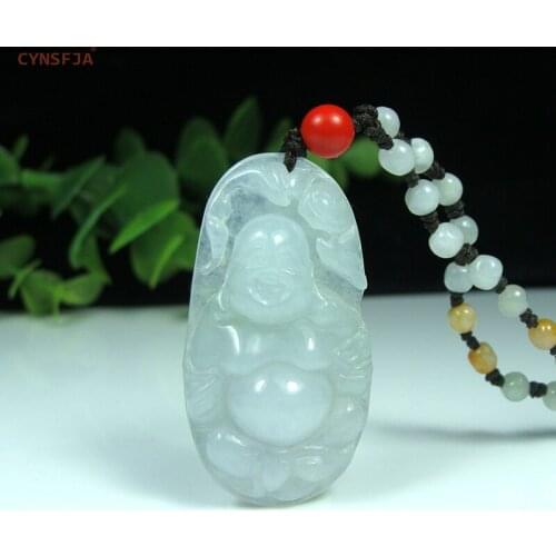 CYNSFJA Real Rare Certified Natural A Grade Burmese Jadeite Amulets Buddha Jade Pendant Ice High Quality Hand Carved Best Gifts