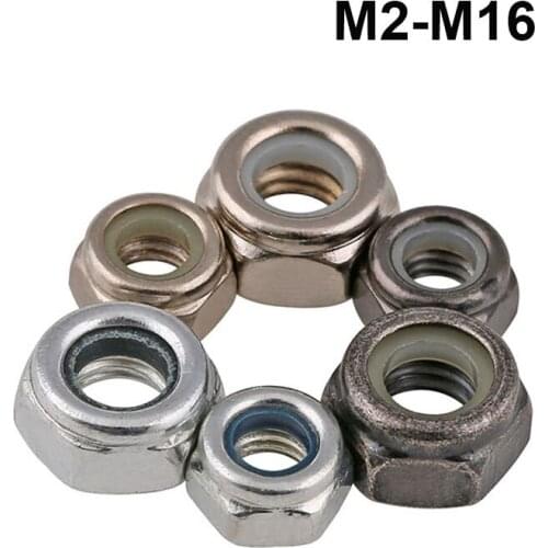 DIN985 Carbon Steel Nylon Self-locking Nut Locknut Slip Nylon Hex Nut M2 M2.5 M3 M4 M5 M6 M8 M10 M12 M14 M16
