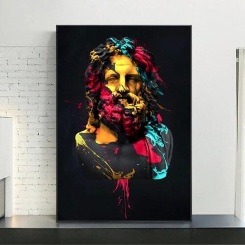 Home Decoration Cuadros Sculpture of Zeus Paintings on Canvas Greek Mythology Wall Art Posters Prints Abstract Portrait Pictures