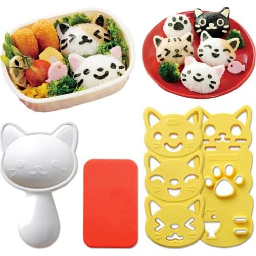 Sushi Mould Set Rice Mold Cute Smile Cat Bento Maker Decor Cake Cutter Cheese Ham Sandwich DIY Kitchen Gadgets Tool