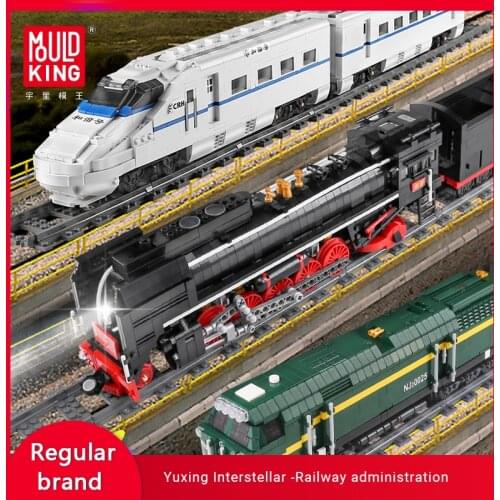 MOULD KING MOC Railway Remote Control Steam Locomotive Train Building Blocks Childrens Educational Diy Toys Christmas Gifts