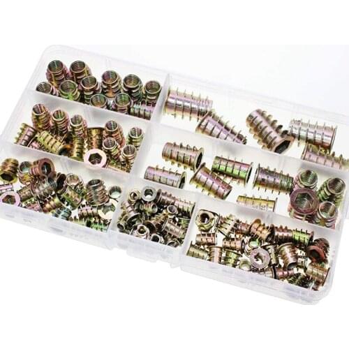 135Pcs/Set M4 M5 M6 M8 M10 Threaded Hex Driver Wood Screw Inserts Nuts Kit Zinc Alloy Hex Socket Head Drive Screw For Furniture