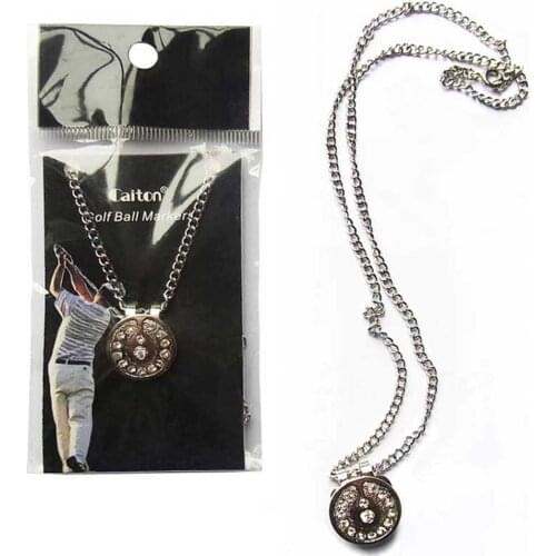 Caiton Crystal Golf Ball Marker Magnetic Leather Necklace Hat Clip for Lady