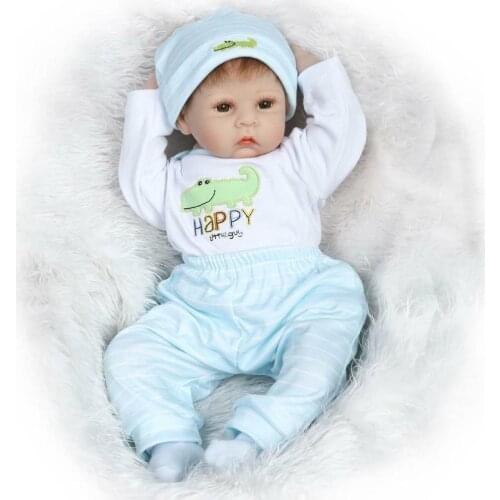 22" Lifelike Reborn Baby Dolls Boy Realistic Newborn Vinyl Silicone Toddler Doll Reborn Baby Toys For Girls