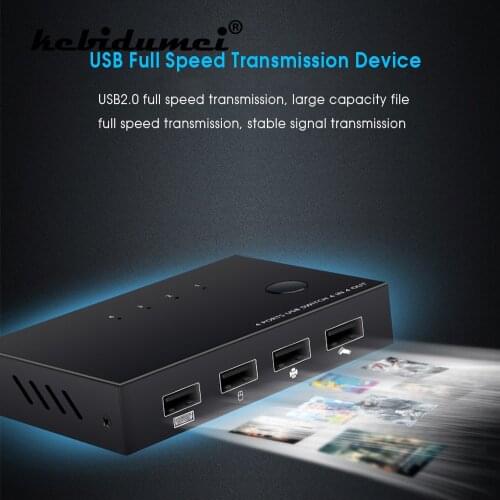 KVM Switch USB 2.0 Switch Selector 4 Port PCs Sharing 4 Devices USB 2.0 for Keyboard Mouse Scanner Printer Kvm Switch Hub