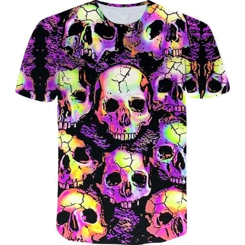 2021 Summer New Mens T-shirt 3D Round Neck Shirt Street Fashion Skull Hip Hop shirt European and American Fashion Casual Top Cl